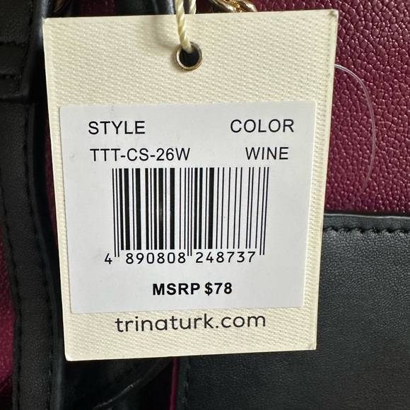 NWT Trina Turk - Wine/Tan; Double Handle/Cross Body Purse with Card Holder - Picture 3 of 10